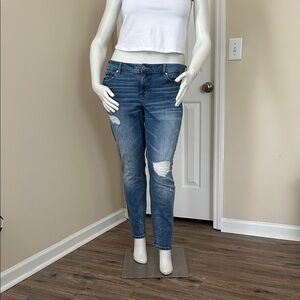 Torrid Blue Distressed Straight Leg Jeans